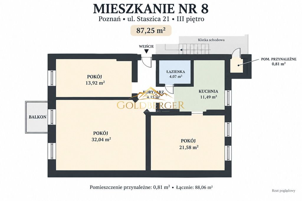 Mieszkanie 3-pokojowe Poznań Jeżyce, ul. Stanisława Staszica. Zdjęcie 20