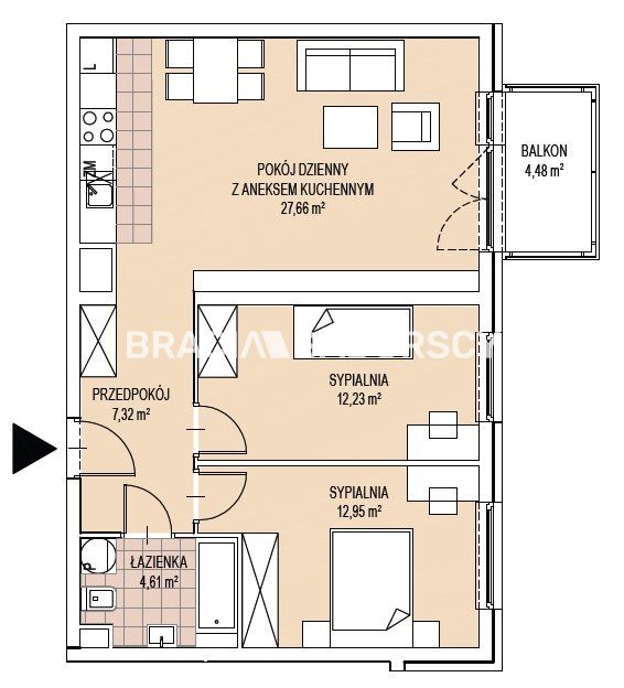 Mieszkanie 3-pokojowe Kraków Dębniki, ul. Kobierzyńska. Zdjęcie 21