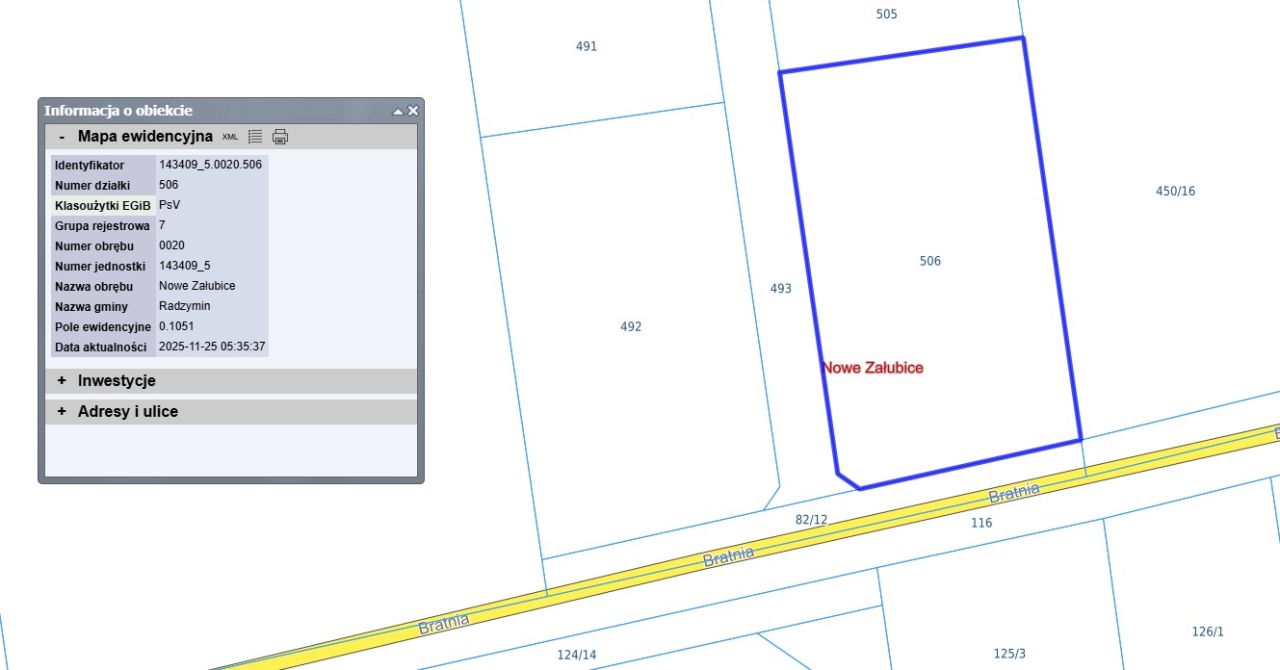 Działka budowlana Nowe Załubice, ul. Bratnia. Zdjęcie 4