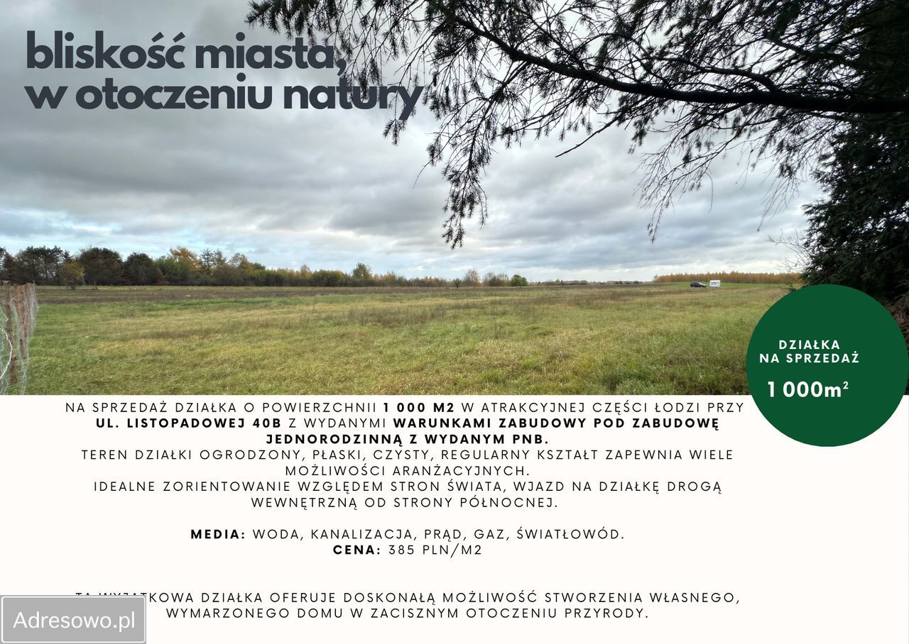 Działka budowlana Łódź Widzew, ul. Listopadowa
