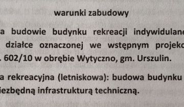 Działka rekreacyjna Wytyczno