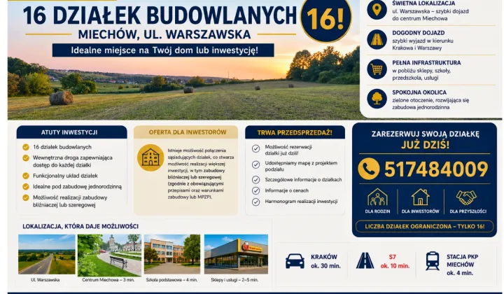 Działka budowlana Miechów Centrum, ul. Warszawska
