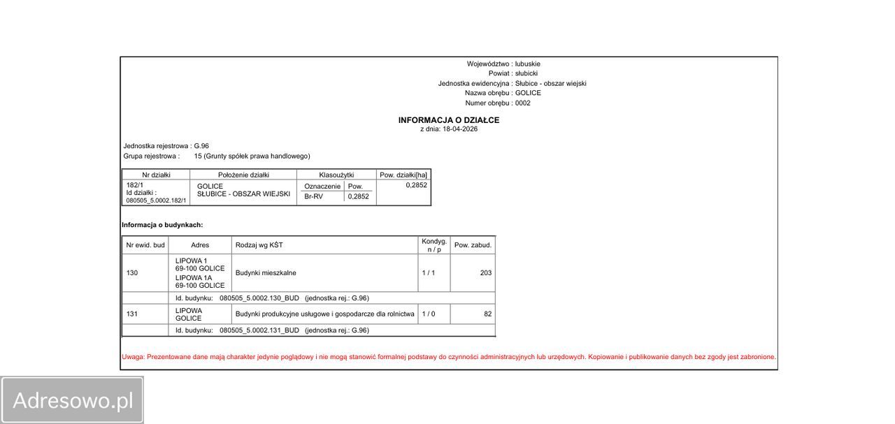 Działka budowlana Golice, ul. Lipowa. Zdjęcie 2