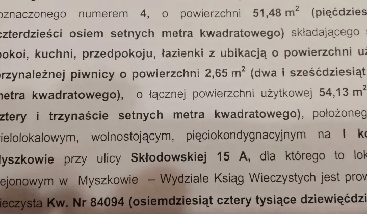 Mieszkanie 2-pokojowe Myszków, ul. Skłodowskiej