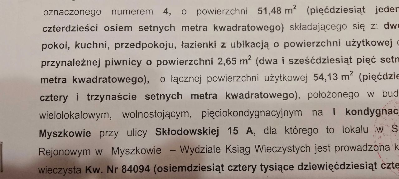 Mieszkanie 2-pokojowe Myszków, ul. Skłodowskiej