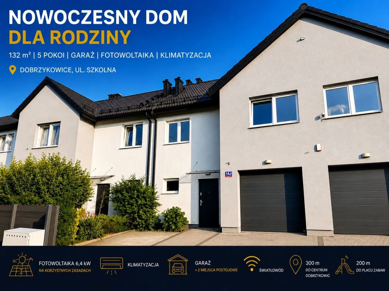 dom szeregowy, 5 pokoi Dobrzykowice, ul. Szkolna. Zdjęcie 1